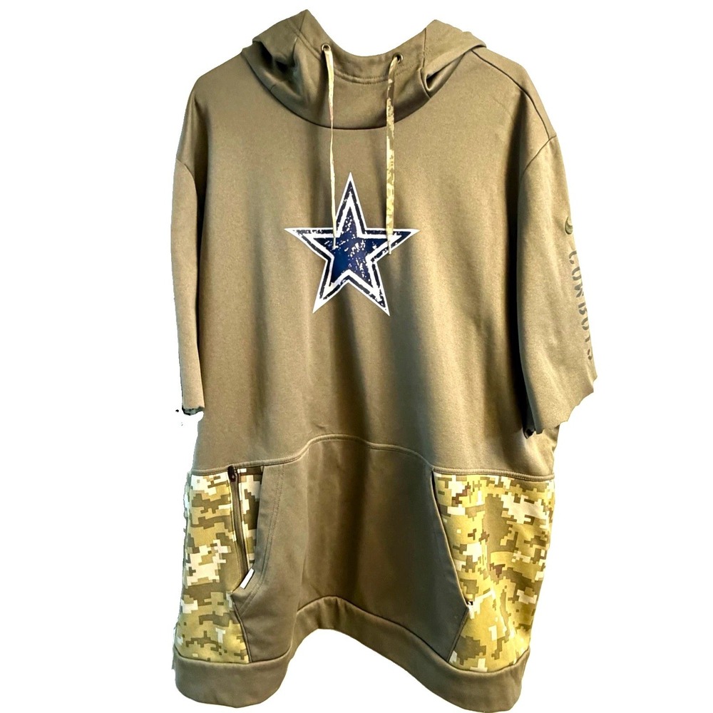 Nike Therma-FIT NFL Dallas Cowboys Green Camo Pullover Hoodie Pockets 3XL